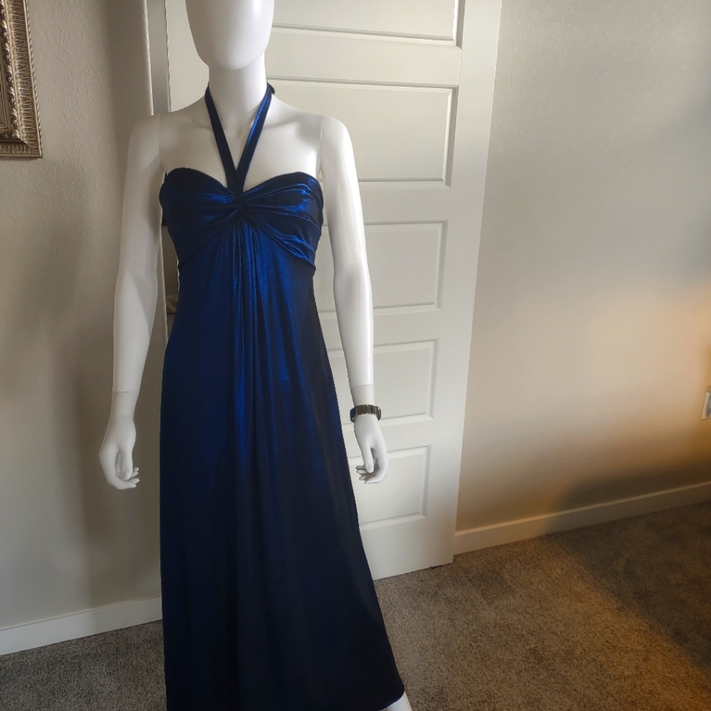 Metallic Blue Evening Gown